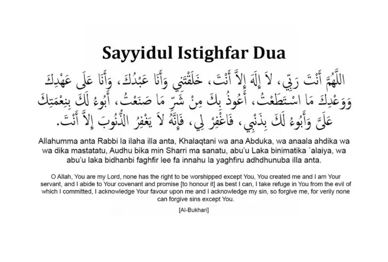 Sayyidul Istighfaar Dua Verse