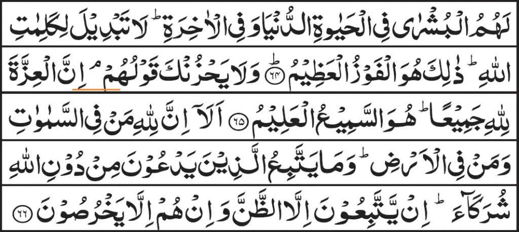 Waqf-e-Lazim (Mandatory Stop) in Surah Yunus (10-65)